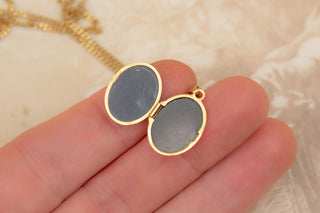 Vintage Swedish 18K Gold and Enamel Locket Necklace, c. 1940s