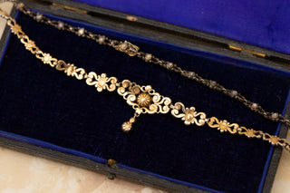 Antique Gold and Diamond Necklace Rose Cut Diamond Victorian