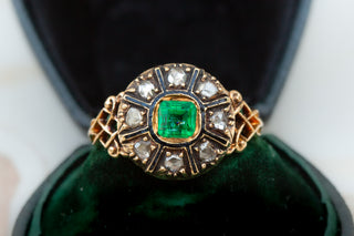 19th Century Emerald and Diamond Cluster