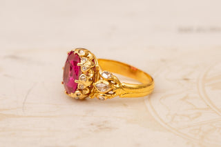 Antique Gold and Diamond Ring with Verneuil Ruby