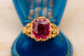 Antique Gold and Diamond Ring with Verneuil Ruby