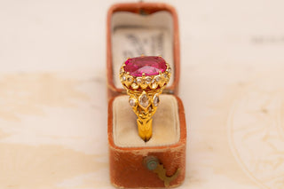 Antique Gold and Diamond Ring with Verneuil Ruby