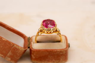 Antique Gold and Diamond Ring with Verneuil Ruby