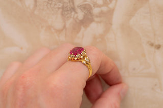 Antique Gold and Diamond Ring with Verneuil Ruby