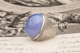Vintage Islamic XL Blue Agate Ring