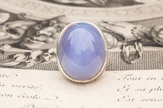 Vintage Islamic XL Blue Agate Ring