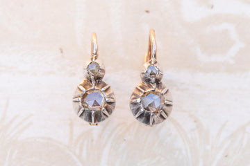 Antique Rose Cut Diamond Earrings