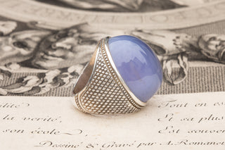 Vintage Islamic XL Blue Agate Ring