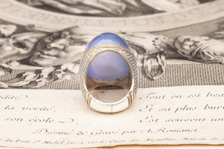 Vintage Islamic XL Blue Agate Ring