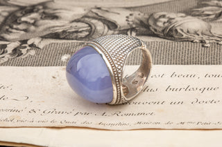 Vintage Islamic XL Blue Agate Ring