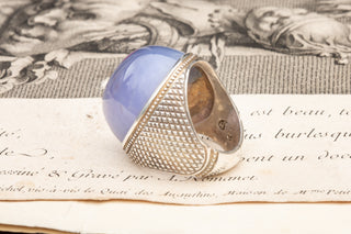 Vintage Islamic XL Blue Agate Ring