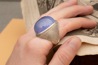 Vintage Islamic XL Blue Agate Ring