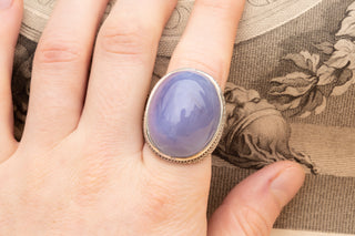 Vintage Islamic XL Blue Agate Ring