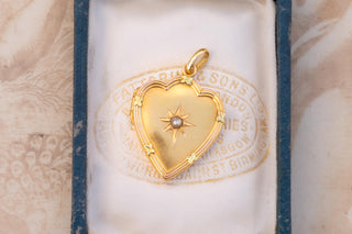 Antique Gold Heart Locket with Pearl, c. 1900