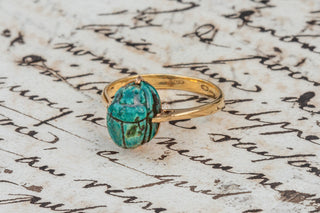 Antique Ring with Egyptian Faience Scarab