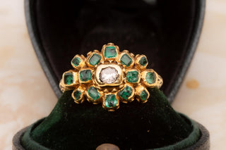 Late 17th-Century Spanish Emerald and Diamond Rosette Ring, c.1680