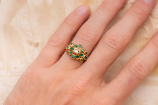 Late 17th-Century Spanish Emerald and Diamond Rosette Ring, c.1680