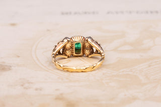 Antique Emerald and Diamond Ring in 14k Gold, German