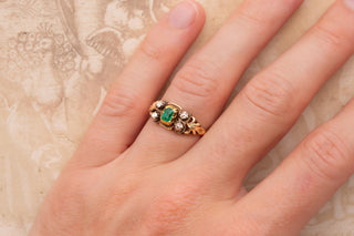 Antique Emerald and Diamond Ring in 14k Gold, German