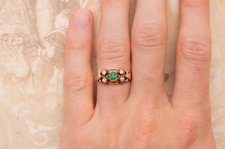 Antique Emerald and Diamond Ring in 14k Gold, German