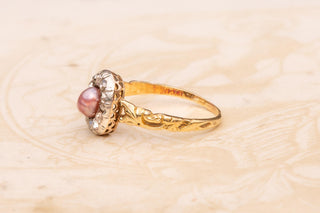 Antique French Natural Purple Pearl and Diamond Cluster Ring, c.1850
