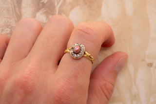 Antique French Natural Purple Pearl and Diamond Cluster Ring, c.1850