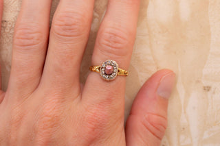 Antique French Natural Purple Pearl and Diamond Cluster Ring, c.1850