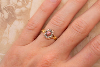 Antique French Natural Purple Pearl and Diamond Cluster Ring, c.1850