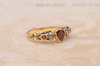 Georgian Heart-Shaped Garnet and Diamond Ring, German, c. 1780