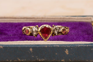 Georgian Heart-Shaped Garnet and Diamond Ring, German, c. 1780
