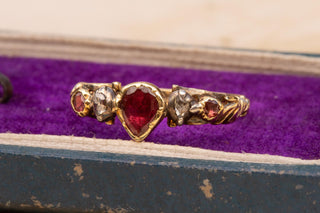 Georgian Heart-Shaped Garnet and Diamond Ring, German, c. 1780