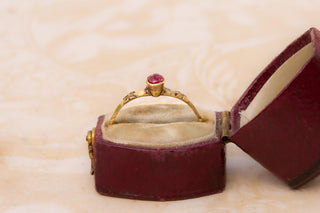 14th-Century Medieval Gold Ring with Ruby Cabochon, c.1350 — English or French