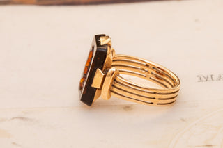Antique French Gold Intaglio Signet Ring Neoclassical Warrior God Gladiator Ring