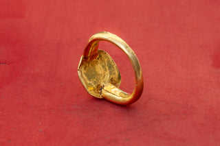 Ancient Javanese Gold Ring with Floral Dewi Sri Goddess Indonesian 8th-10th AD