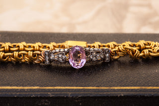 Antique French Pink Topaz and Diamond Bracelet | 18K Gold, c.1880