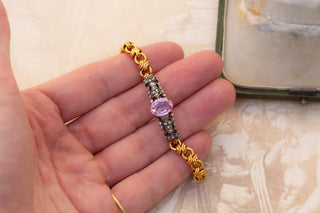 Antique French Pink Topaz and Diamond Bracelet | 18K Gold, c.1880