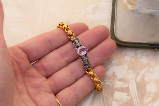 Antique French Pink Topaz and Diamond Bracelet | 18K Gold, c.1880
