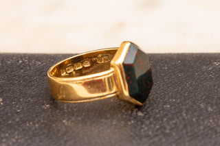 Victorian Hexagonal Bloodstone Signet Ring | 18K Gold, Birmingham 1882