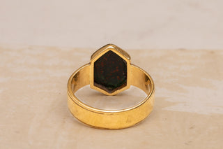 Victorian Hexagonal Bloodstone Signet Ring | 18K Gold, Birmingham 1882