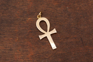 Edwardian Egyptian Revival Turquoise and Seed Pearl Gold Ankh Pendant