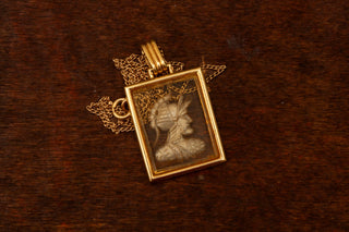 Antique French Citrine Intaglio Necklace God Mars Warrior Centurion Pendant