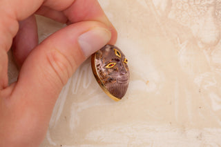 Indian Amethyst Gem-Set Gold Pendant of Deity with Tree of Life