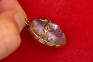 Indian Amethyst Gem-Set Gold Pendant of Deity with Tree of Life