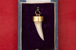 Vintage Gold Shark Tooth Pendant | 18K Gold, c.1980s–1990s
