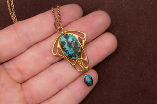 Arts & Crafts Turquoise Pendant Necklace by Murrle Bennett, c.1905 Art Nouveau