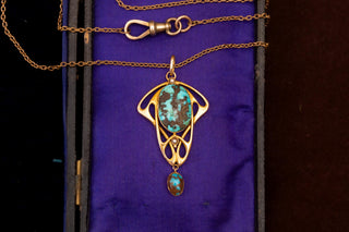 Arts & Crafts Turquoise Pendant Necklace by Murrle Bennett, c.1905 Art Nouveau