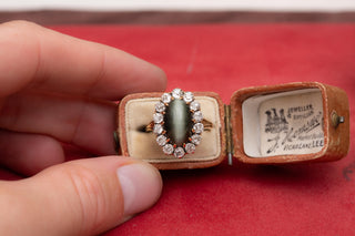 Victorian Cat’s Eye Chrysoberyl and Diamond Antique Gold Cluster Ring (c.1890)