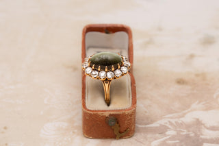 Victorian Cat’s Eye Chrysoberyl and Diamond Antique Gold Cluster Ring (c.1890)