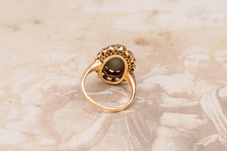 Victorian Cat’s Eye Chrysoberyl and Diamond Antique Gold Cluster Ring (c.1890)
