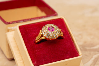 Victorian Ruby and Diamond Cluster